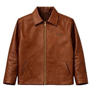 <b>Mens</b> <b>Leather</b> <b>Jacket</b> Warm Winter Coat Premium Quality Streetwear Outerwear OEM Wholesale Stand Collar Front Logo - Product Image 1