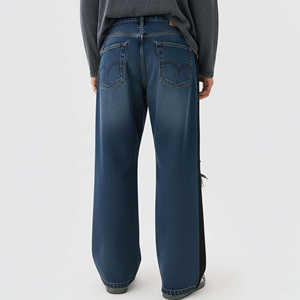 Pantalons en jean baggy déchirés personnalisés avec logo streetwear pour hommes, pantalons en denim respirants et tendance pour hommes - Product Image 2