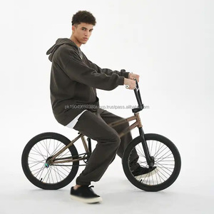 LM007 logo personnalisé 360gsm sans cordon de serrage couleur terre pull à capuche en coton lourd ample pour hommes - Product Image 4