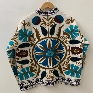 Best Selling Hand Embroidered Suzani Velvet <b>Jacket</b> Women <b>Short</b> Boho Floral Coat Autumn Outerwear Wholesale Top Product - Product Image 2