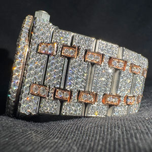 Reloj de Cuarzo de Lujo para Hombre, de Alta Calidad, con Diamantes, Cristales de Moissanita, Estilo Hip Hop Antiguo, Correa de Acero Inoxidable - Product Image 1