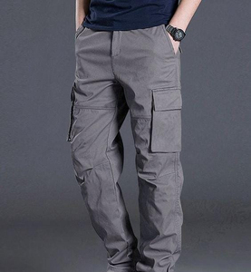 Custom Logo Loose Practical Cargo <b>Jeans</b> Men Multi Pockets Contrast Stitch Flare <b>Jeans</b> Men Denim Cargo Pants - Product Image 2