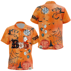 Échantillon gratuit disponible d'impression de fantôme de citrouille d'Halloween de sublimation de polo en gros bon marché - Product Image 6