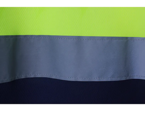 เสื้อทำงานแขนยาวสะท้อนแสงแบบมองเห็นได้ชัดเจนสำหรับผู้ชาย สีเหลืองกรมท่า ผ้าโพลีเอสเตอร์ ชุดยูนิฟอร์มนิรภัยพร้อมแถบสีเงิน - Product Image 3