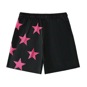 <b>Men's</b> Custom Letter Print Star Design Breathable Casual <b>Shorts</b> Polyester/Cotton Drawstring Mid Waist Pockets ODM High Quality - Product Image 2