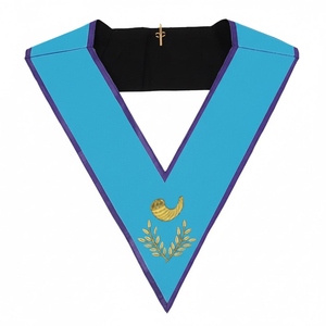 Steward Badge Memphis-Misram Embroidered Beads Luxury Fashion Leather Hook-and-Loop Safety <b>Pin</b> Custom Size Regalia Blue Lodge - Product Image 1
