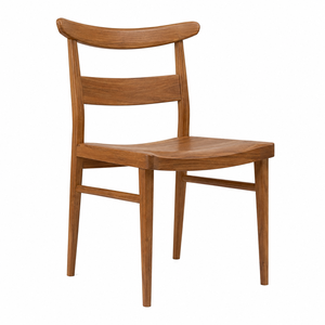 Chaise de salle à manger en teck massif contemporaine et moderne avec dossier incurvé |   Chaise de salle à manger pour hôtel et appartement, écologique, durable et imperméable - Product Image 2