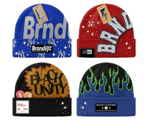 Unisex Acrylic Beanie Street Style Hand <b>Knitted</b> Embroidery Letter <b>Pattern</b> Custom Size Casual Winter Hat Unisex Hip Hop Skull - Product Image 3
