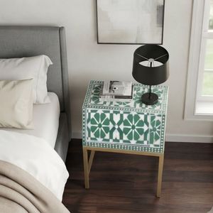 Modern Geometric Pattern Metal Frame Nightstand <b>Storage</b> Cabinet with Drawer Home Furniture Bedroom <b>Side</b> <b>Table</b> - Product Image 3