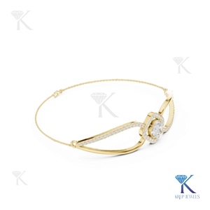 Lab Grown Diamond Geometric Cushion Halo <b>Bracelet</b> 14K <b>Solid</b> Gold Fine Luxury Chain Unisex Party Gift KRUP JEWELS - Product Image 4