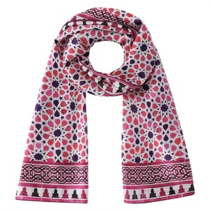 Customized Design Logo Printed Polka Dot Leaf Digital Print Breathable Lightweight Luxury Polyester Four-Way Stretch Shawl - Product Image 1