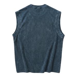 <b>Vintage</b> Washed Men's 100% Cotton <b>Tank</b> <b>Top</b> Printed Crew Neck Anti-Shrink Breathable Casual Hip Hop Sportswear - Product Image 2