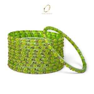 Charmants bracelets en verre kashmiri traditionnels à coupe émeraude en forme de goutte de pluie pour femmes, bijoux ethniques indiens pour mariage - Product Image 3