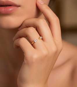 <b>Adjustable</b> 925 <b>Sterling</b> <b>Silver</b> Gold Plated Pear Cut Moissanite <b>Ring</b> for Women Fashion Jewelry for Anniversary Engagement Wedding - Product Image 3