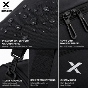 Sac de sport personnalisé pour la gym, sac de voyage imperméable en Oxford avec compartiment à chaussures, grande capacité, pour le week-end ou la nuit, OEM/ODM - Product Image 4