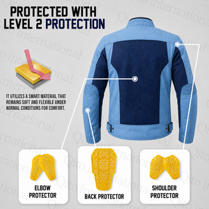 เสื้อแจ็คเก็ตมอเตอร์ไซค์ CE Level 2 แบบสั่งทำพิเศษ ผ้าคอร์ดูร่า เสื้อแจ็คเก็ตมอเตอร์ไซค์สำหรับการเดินทาง ขายส่ง เสื้อแจ็คเก็ตมอเตอร์ไซค์แบบสะท้อนแสง - Product Image 4