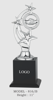 Trophée de récompense en métal or et or rose, 11 pouces, gravure écologique sur le thème sportif avec base noire et logo