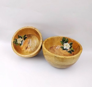 ชามไม้กระถินณรงค์ลายพิมพ์สำหรับเสิร์ฟอาหาร ชามอาหารสำหรับตกแต่งบ้าน ชามสำหรับเสิร์ฟซุป สลัด และอาหารต่างๆ - Product Image 2