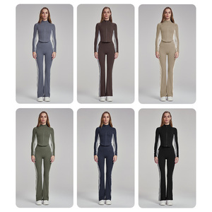 ชุดออกกำลังกายผู้หญิง เสื้อโยคะสีพื้นไร้ตะเข็บ แขนยาว เสื้อครอปออกกำลังกาย แห้งเร็ว ระบายอากาศ ชุดโยคะ - Product Image 6