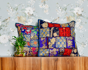 Handmade Khambadia Pillow <b>Cover</b> Vintage Patchwork Cushion Boho <b>Sofa</b> Decor Indian Embroidered Throw Wholesale made in India - Product Image 1