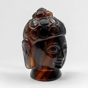 Cabeza de Buda tallada a mano en ámbar, estatua de cristal decorativa, figura religiosa, pieza decorativa para templo espiritual, decoración del hogar, meditación - Product Image 3