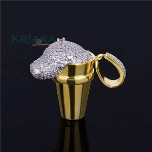 Pendentif crème glacée en argent 925 et or 18 carats avec améthyste, breloque de luxe à thème, unisexe, pour usage quotidien - Product Image 3