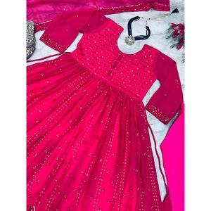 VESTIDO DE TRABAJO BORDADO DE GEORGETTE A LA MODA CON DUPATTA ROSA - Product Image 3