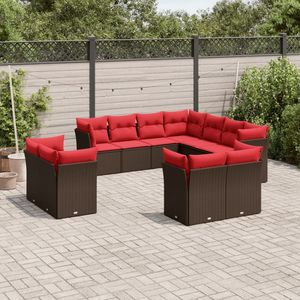 Juego de sofás de patio de ratán sintético marrón de 11 piezas con cojines, elegante colección de muebles para exteriores - Product Image 1