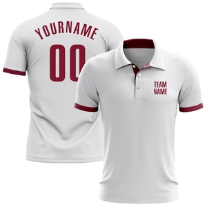 Vente en gros directe OMMIZ INDUSTRY Polo de golf personnalisé blanc cramoisi haute performance - Product Image 1