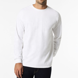 Camisetas de manga larga de algodón 100% para hombre, ropa de invierno de manga larga con logotipo personalizado, algodón de poliéster de alta calidad, estampado sólido de punto - Product Image 6