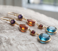 Boucles d'oreilles pendantes tendance multi-pierres, plaquées or, en argent serti de topazes, bijoux pour femmes