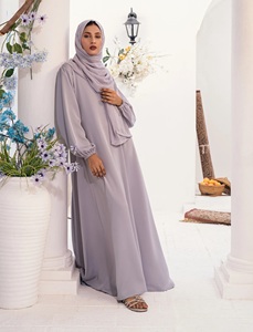 Daily Wear Womens Modest Saudi Royal Nida Full Covered Maxi Prayer Wear Hijab Niqab High Neck All Seasons Elastic Sleeves - Product Image 1