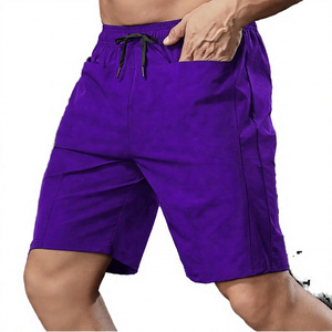 Shorts Bermuda pour homme, couleur noire unie, séchage rapide, avec cordon de serrage et poches, vêtements de sport décontractés - Product Image 3