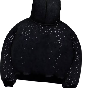 Sweat à capuche zippé unisexe surdimensionné en molleton noir avec strass, imprimé personnalisé, écologique, streetwear, poids lourd, 100% coton, prix abordable - Product Image 6