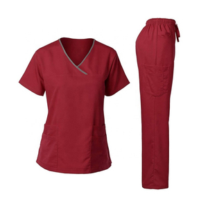 Hot Sell Stand Collar Work Wear Elastic Custom logo Hospital Uniforms Scrubs Unisex Medical Lab <b>Coats</b> Scrubs Uniform Set - Product Image 2