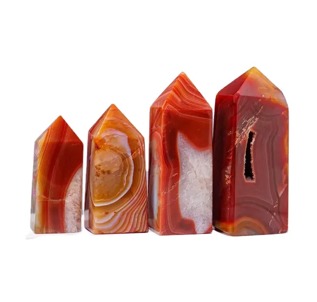 Best Quality Wholesale Natural Polished Crystal Red Agate Point Spiritual Carnelian Tower For Decoration