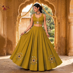 <b>Lehenga</b> Choli Set With Embroidered Skirt And Crop <b>Top</b> For Women Traditional Indian Style Festival Wear - Product Image 5