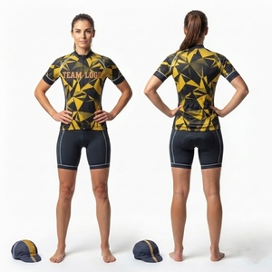 OEM Custom Cycling Uniform Set with Short Sleeve Jersey and <b>Padded</b> Cycling Shorts for Professional Teams - Product Image 1