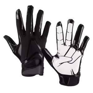 <b>Full</b> Finger Faux Leather Baseball Gloves Black White Non <b>Slip</b> Hook And Loop Closure Adult Right Handed - Product Image 1