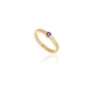 14K Gold Amethyst <b>Dainty</b> Resizable Solitaire <b>Ring</b> for Women - Product Image 4