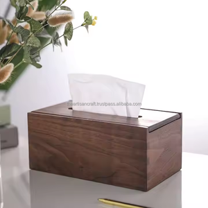 Dispensador de pañuelos de madera minimalista para interiores modernos y rústicos Dispensador Caja de pañuelos de madera - Product Image 2