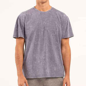 Men's Regular Fit Solid Color Washed Cotton O-Neck Short Sleeve <b>T</b>-<b>Shirt</b> Casual Style Jersey Knitted Blank Design - Product Image 1