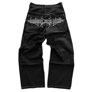 Vintage Custom <b>Embroidered</b> Baggy <b>Jeans</b> Men’s Wide Leg Streetwear Denim Pants Gothic Hip Hop Loose Fit Oversized Trousers - Product Image 1