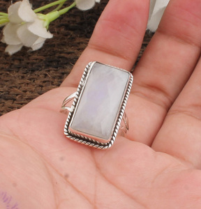 925 Sterling <b>Silver</b> Bezel Setting Gemstone Wedding <b>Ring</b> Rainbow Handmade Classic Boho Dainty <b>Solitaire</b> Certified Jaipur Unisex - Product Image 5