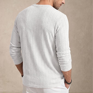 Pull à manches longues en tricot pour homme, couleur unie, col rond, avec poche avant, vêtements décontractés de printemps, blanc - Product Image 4