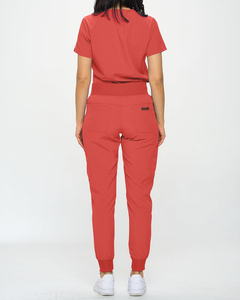 Conjunto de Uniformes Médicos para Mujer: Blusa Sanitaria con Cuello en V y Pantalones Cargo con Cintura Elástica y Bolsillos - Product Image 2