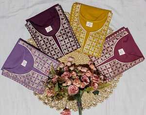 Women Trendy Purple Multi Color Embroidery Work Slub Cotton <b>Tunic</b> Midi Traditional Casual Wear India Daily Wear Short Kurtis - Product Image 6