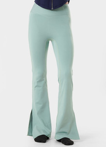 High Waist Full Length <b>Flared</b> Leg Yoga <b>Leggings</b> Solid Color Seamless Spandex Nylon Women Pants - Product Image 3