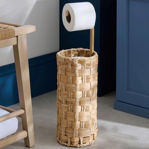 Porte-rouleau de papier toilette intemporel fait main en jacinthe d'eau naturelle, support de rangement pour la collection maison et l'organisation des salles de bain d'hôtel - Product Image 1
