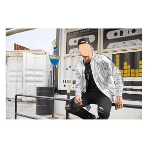 Men's Metallic Jacket <b>70s</b> Disco Dance Party <b>Costume</b> Shiny Varsity Zipper Baseball Bomber Jacket Retro Vintage Glitter Clubwear - Product Image 4